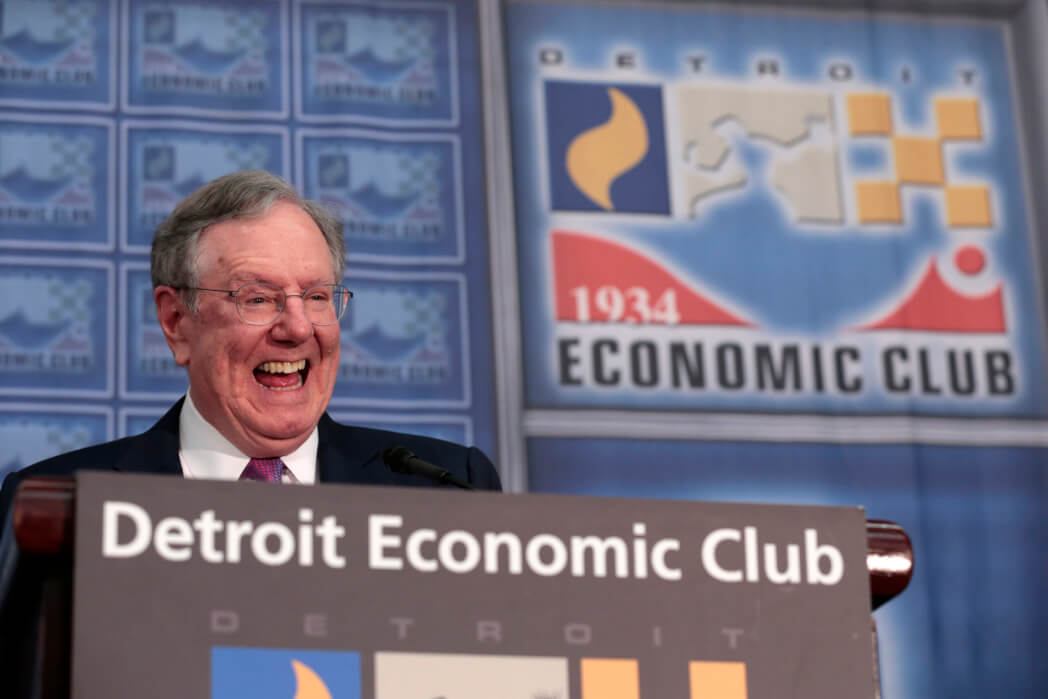 Steve Forbes, Chairman & Editor-in-Chiefof Forbes Media at the Detroit Economic Club meeting held at the TCF Center in Detroit, Michigan, on Monday, January 13, 2020. (Photo by Jeff Kowalsky, Detroit Economic Club)