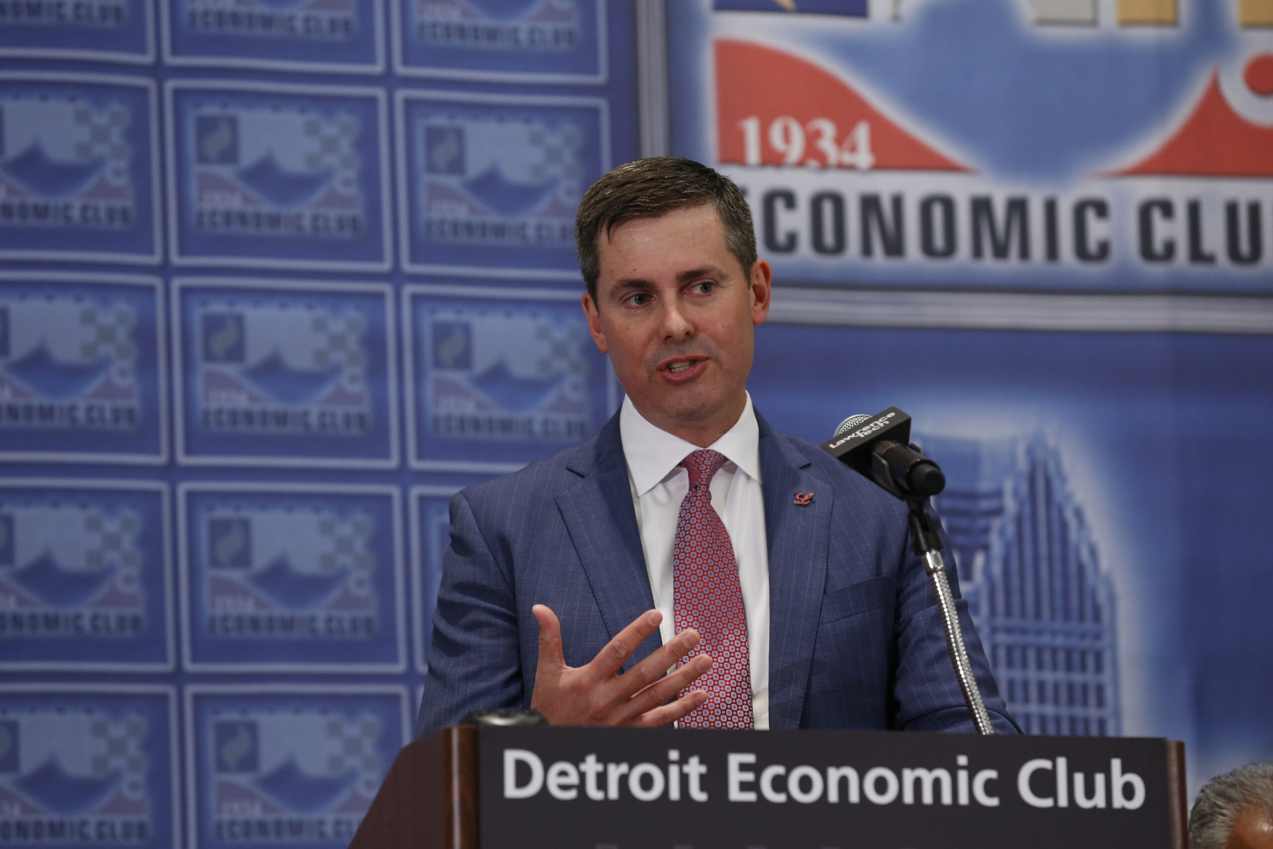 Dave Riks, Chairman & CEO of Eli Lilly and Company at the Detroit Economic Club meeting held at Westin Book Cadillac in Detroit, Michigan, on Thursday, June 7, 2018. (Photo by Jeff Kowalsky, Detroit Economic Club)