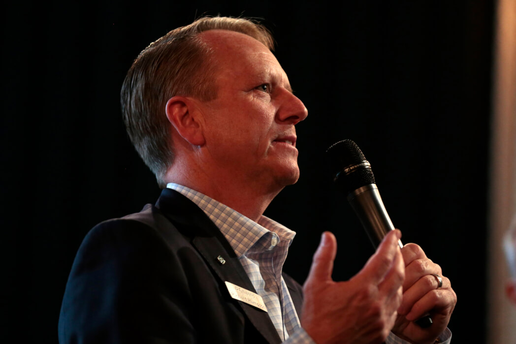 Richard Hampson, State President and Head of Commercial Banking for Citizens Bank, Michigan address the Detroit Economic Club Young Leaders meeting in Royal Oak, Michigan, on Tuesday,  December 3, 2019. (Photo by Jeff Kowalsky, Detroit Economic Club)